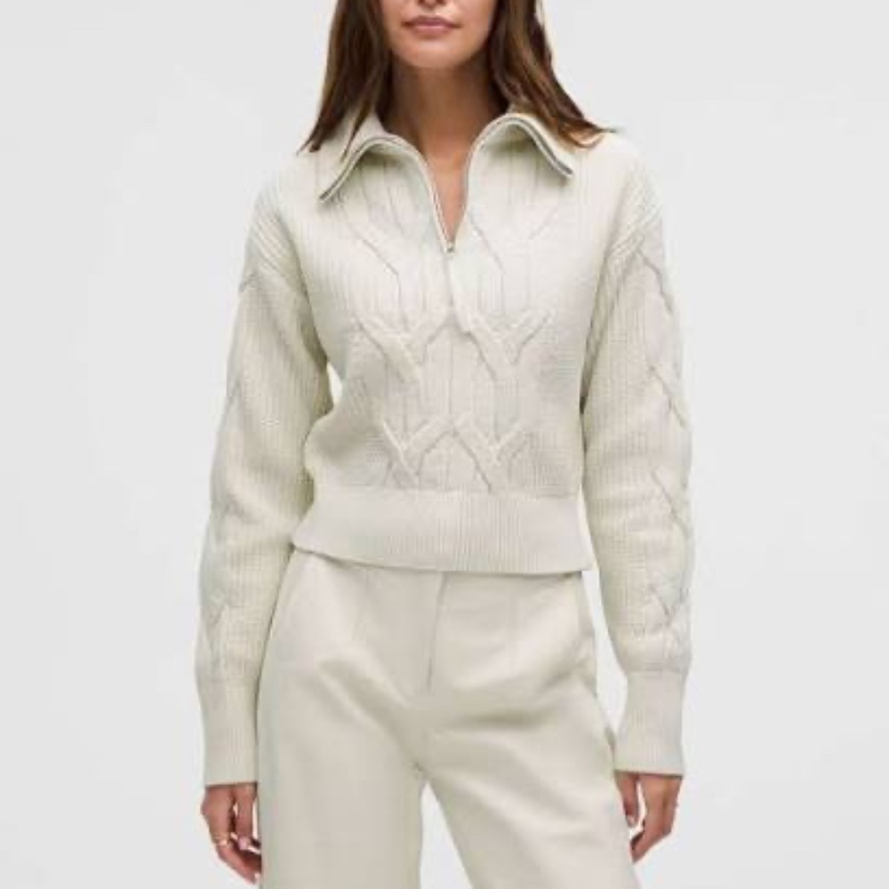 Lululemon Athletica Off-White V-Neck Sweater